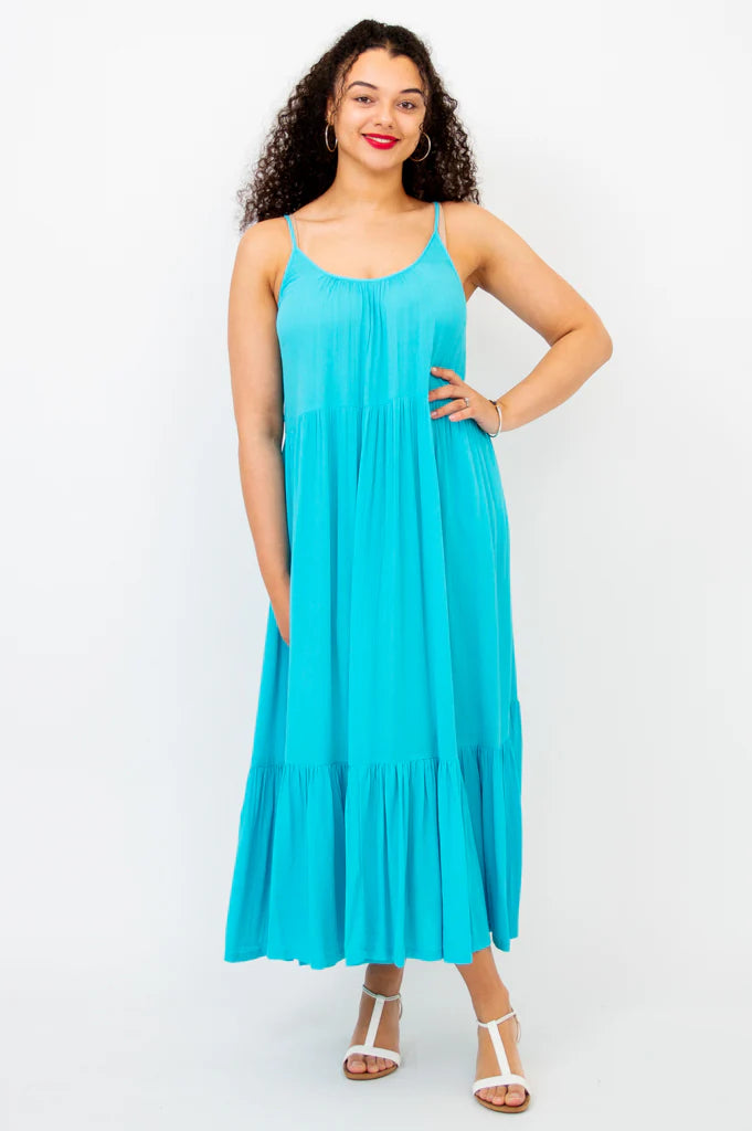 Seabreeze Silhouette Maxi Dress | Turquoise