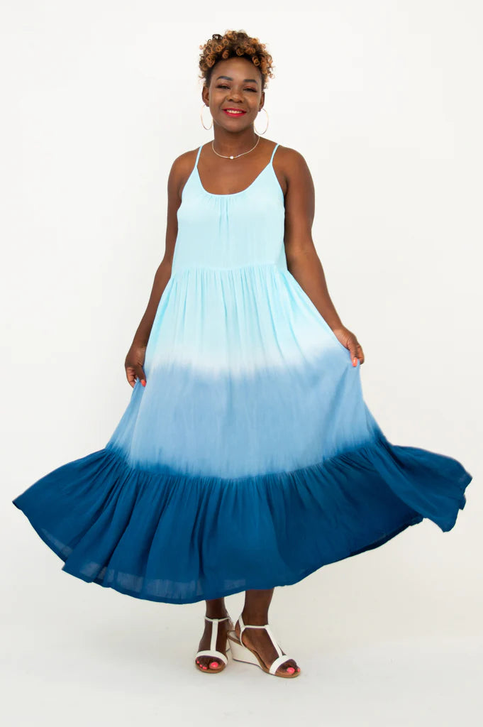 Aegean Waves Maxi Dress | Turquoise Dip-Dye