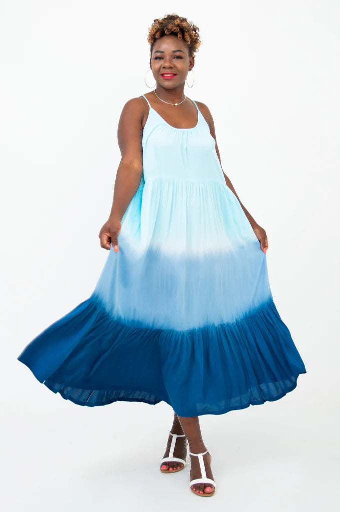 Aegean Waves Maxi Dress | Turquoise Dip-Dye