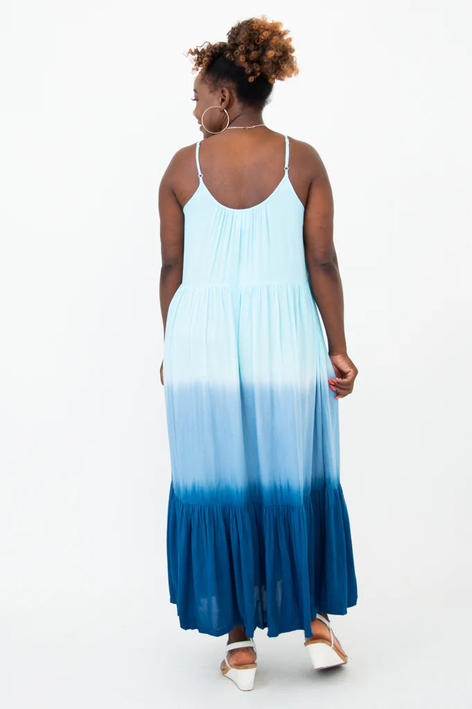 Aegean Waves Maxi Dress | Turquoise Dip-Dye