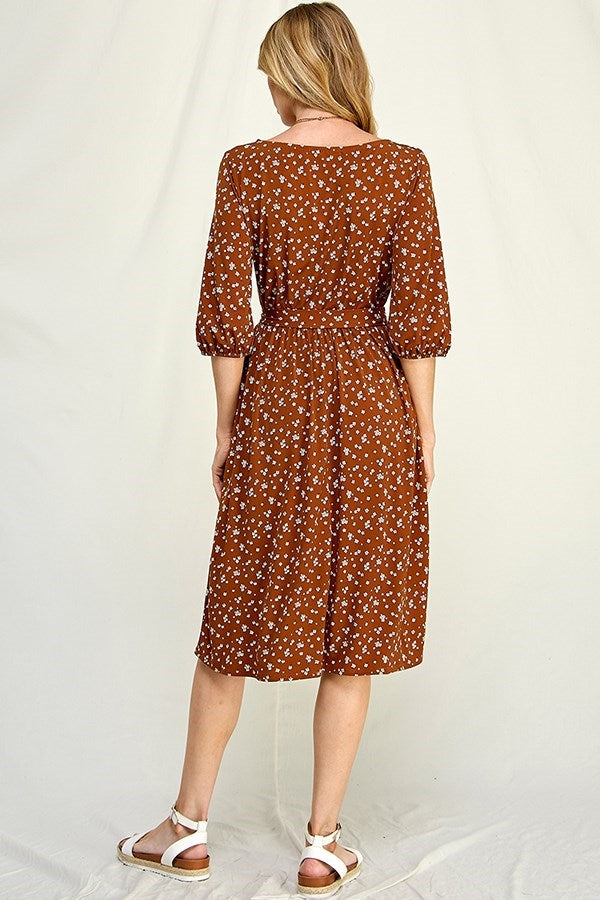 Penny Lane | Floral Shirring Dress with Pockets