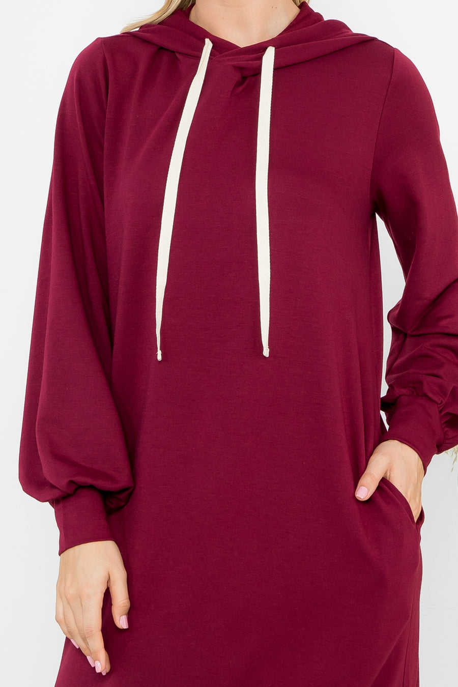 Coastal Hideaway | Long Sleeve Hooded Dress | Oxblood