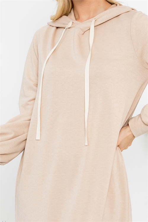 Coastal Hideaway | Long Sleeve Hooded Dress | Stone