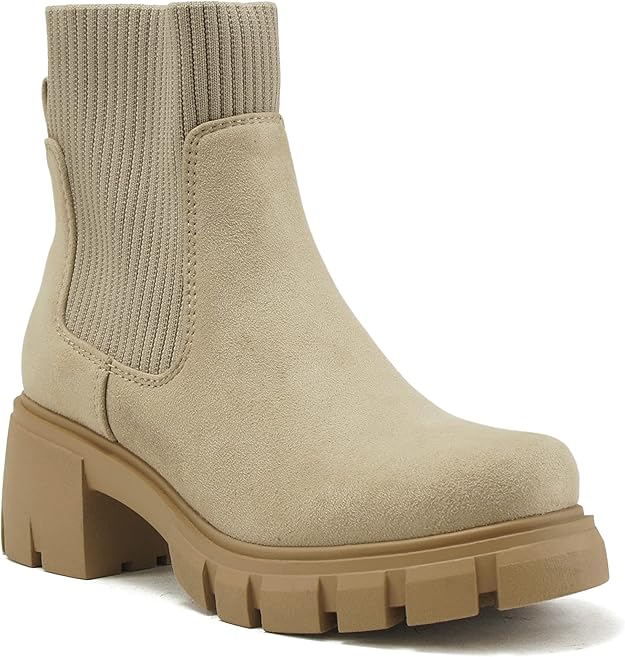 Zordy | Lug Sole Heeled Chelsea Boots | Light Wheat