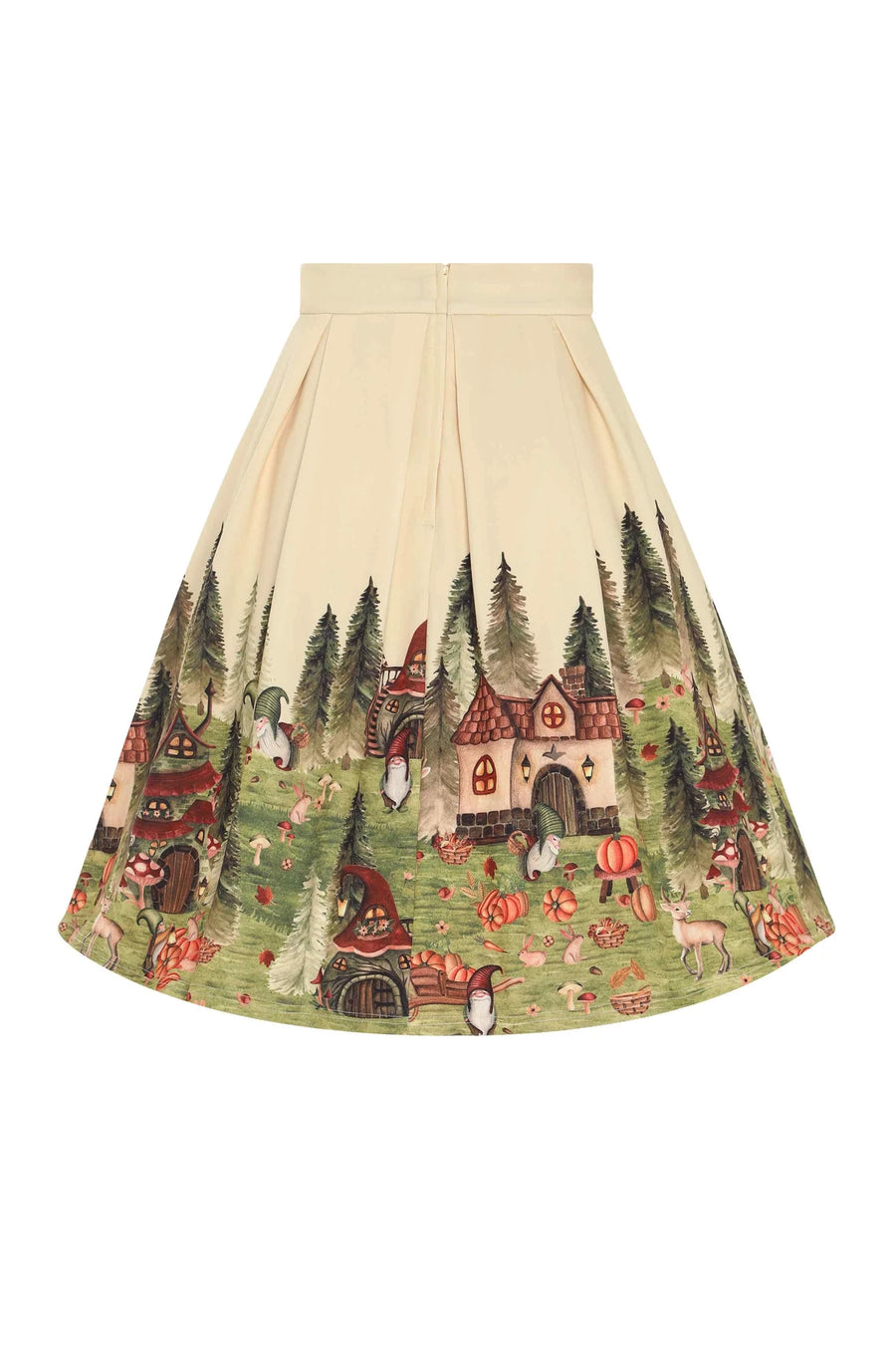 Aisley | Flared Pleated Midi Skirt | Ivory Gnome Ville