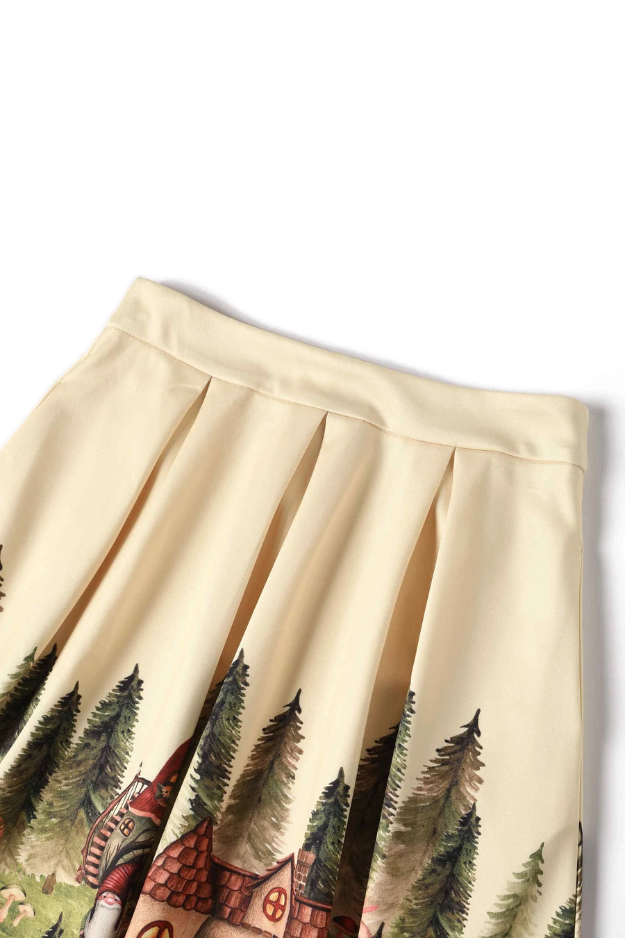 Aisley | Flared Pleated Midi Skirt | Ivory Gnome Ville