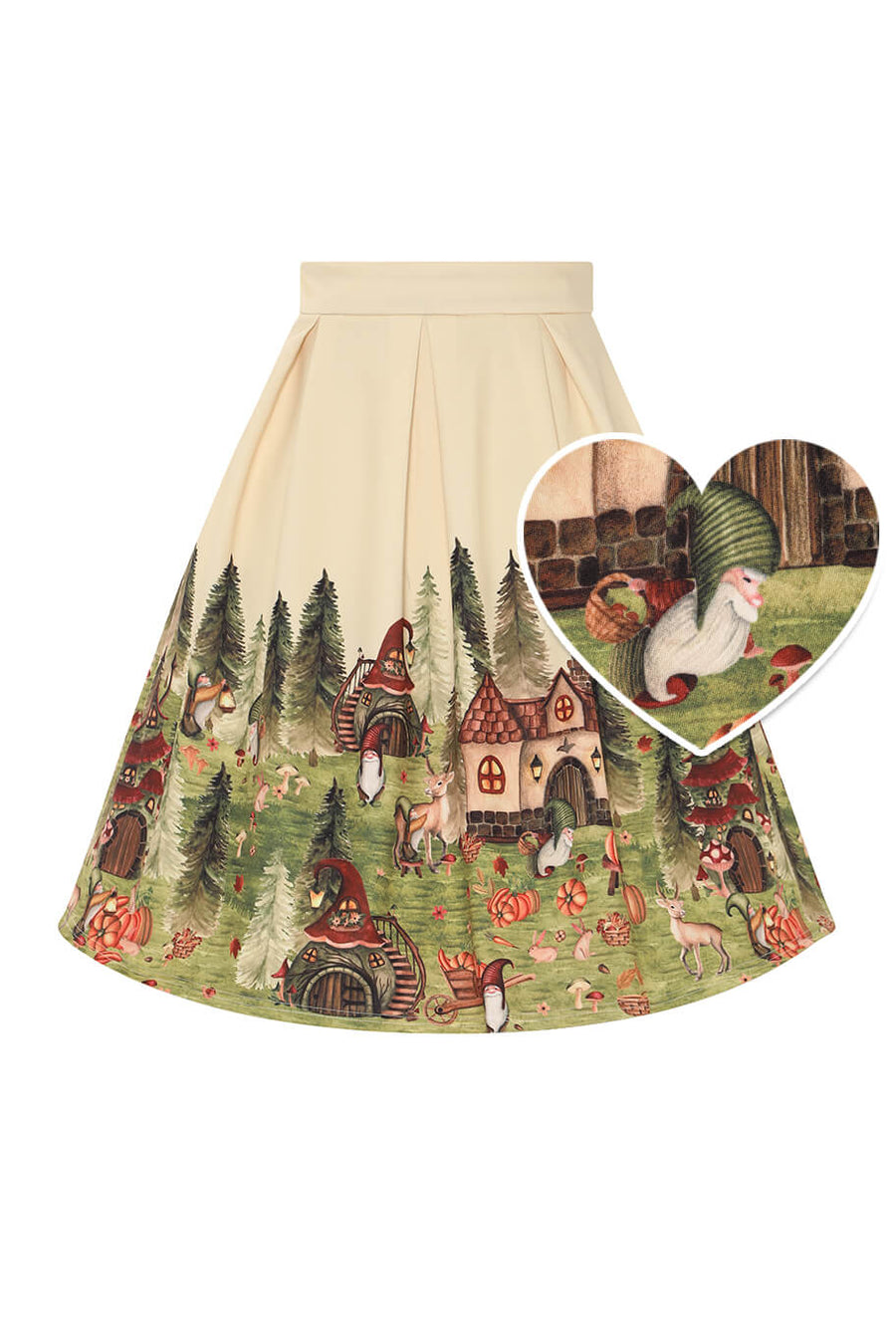 Aisley | Flared Pleated Midi Skirt | Ivory Gnome Ville