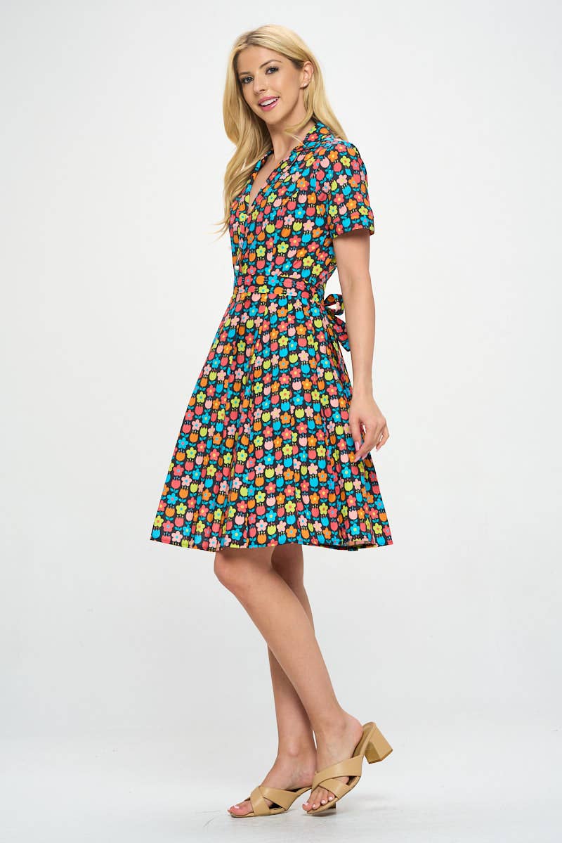 Princess Petals | Colourful Flower Print Cotton Dress