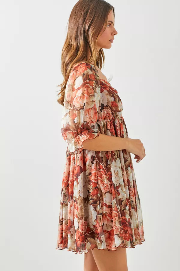 Vintage Bouquet | Floral Print Puff Sleeve Dress