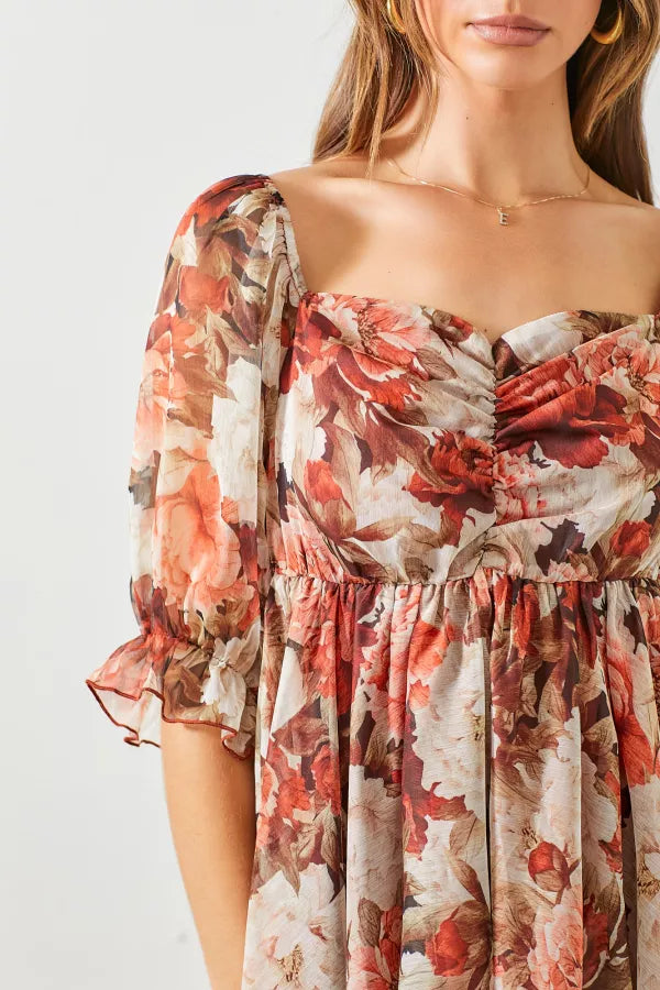 Vintage Bouquet | Floral Print Puff Sleeve Dress