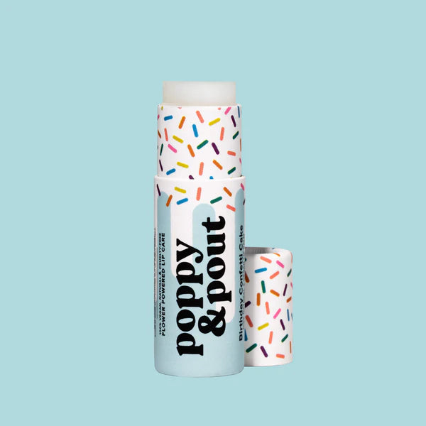 Poppy & Pout Lip Balm | Birthday Confetti Cake | Blue