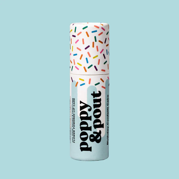 Poppy & Pout Lip Balm | Birthday Confetti Cake | Blue