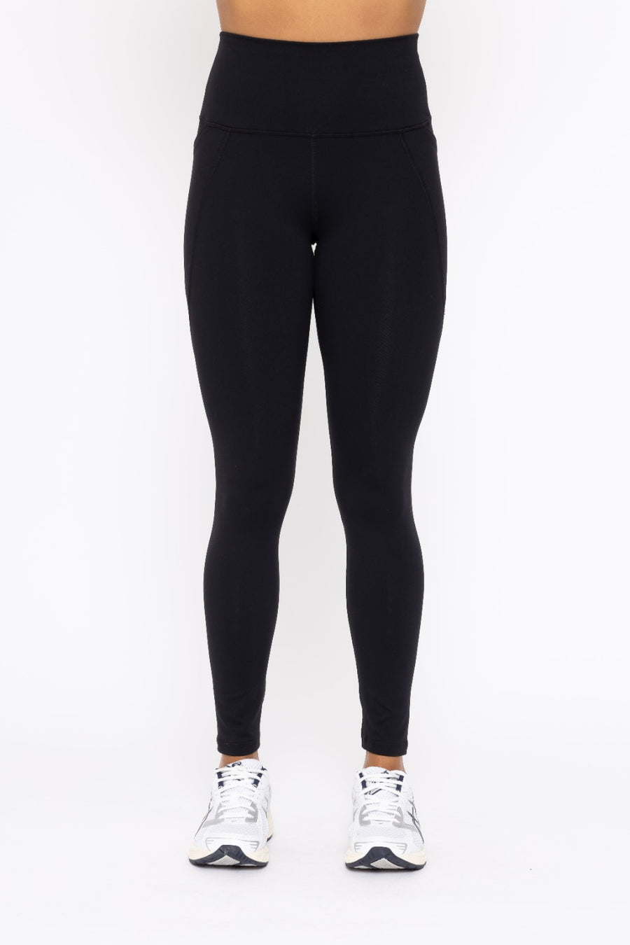 Solara | Tapered Band Essential Solid High Waist Leggings | Black