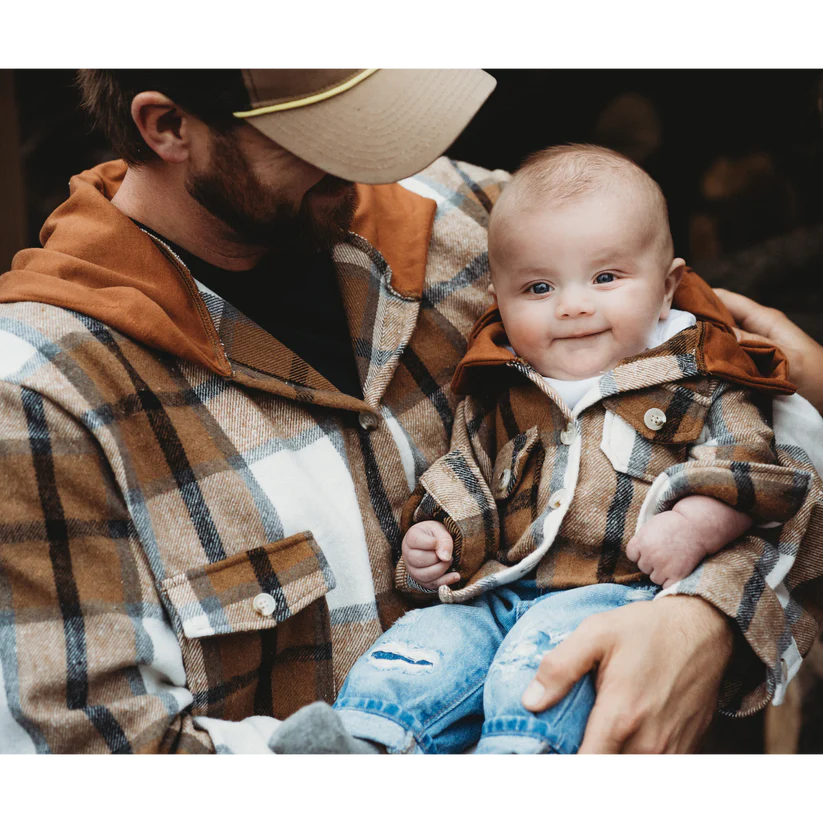 Alta Vista Hooded Flannel Jacket | Brown/Grey (Infant and Kids Sizes)