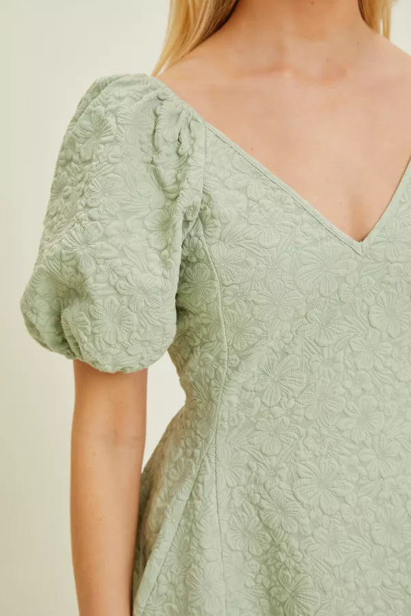 Olivia | Textured Woven Dress with Cut Out Back | Sage *ONLY LARGE & 3X LEFT* *FINAL SALE*