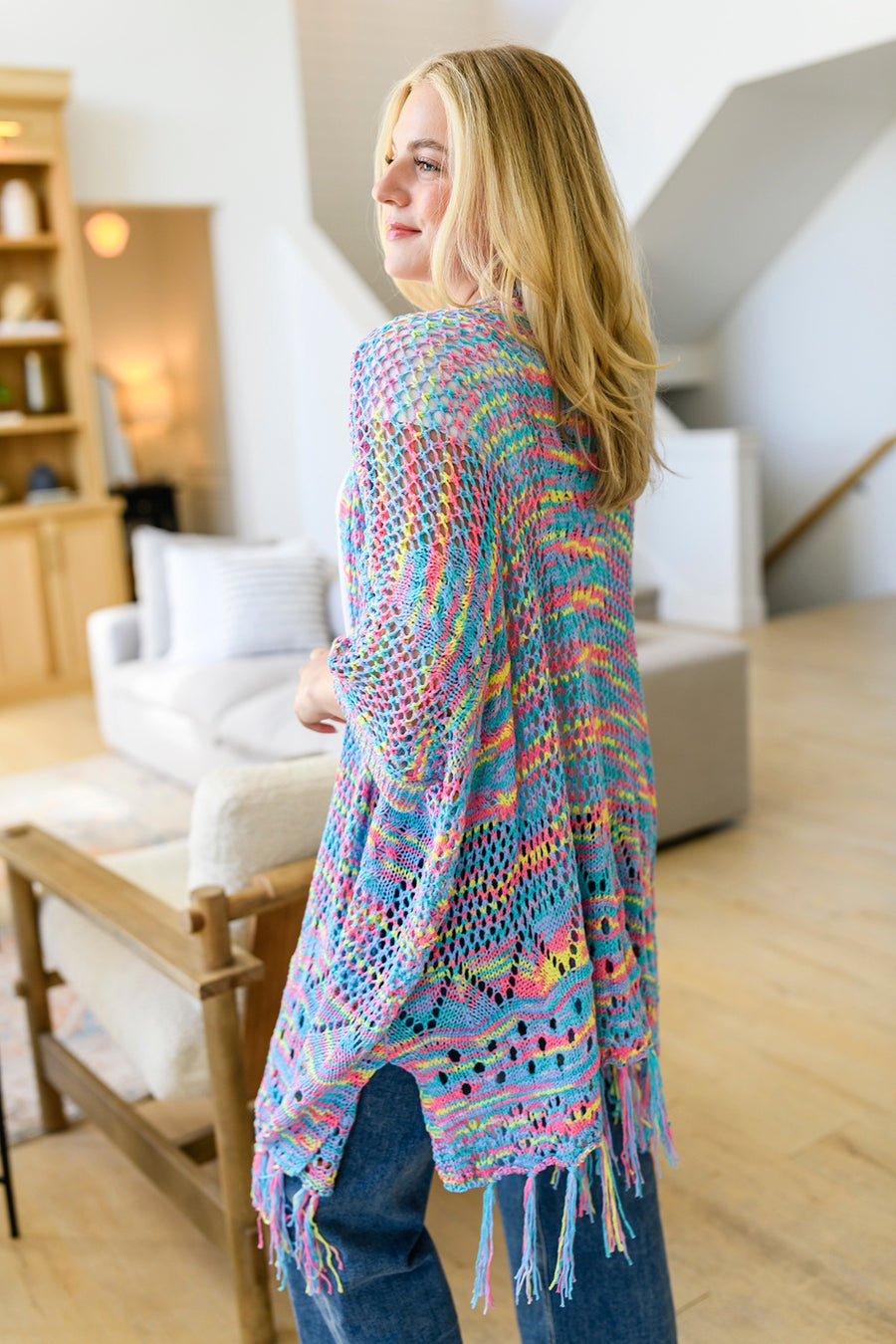 Mandy | Crochet Knit Cardigan | Pastel Multi