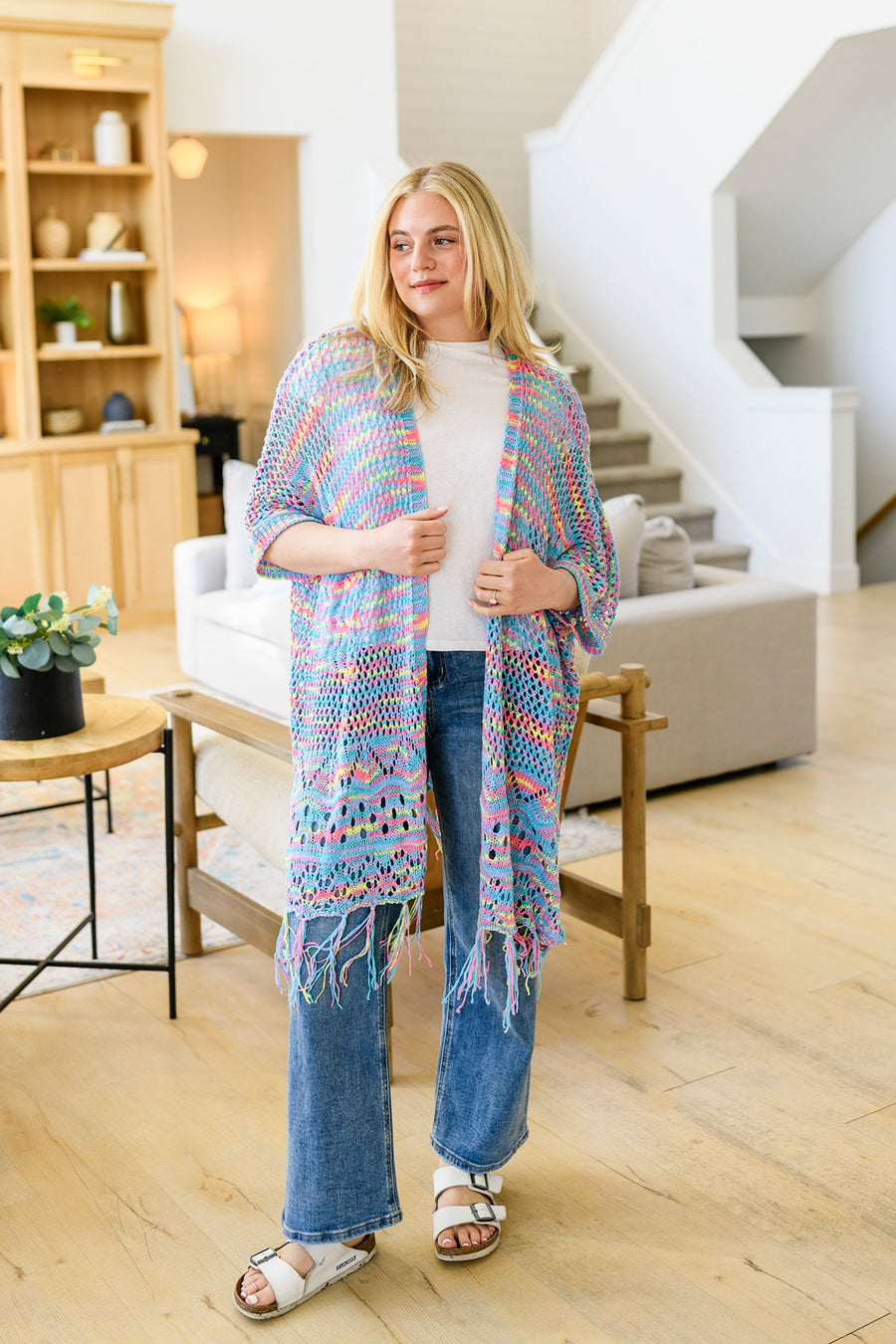 Mandy | Crochet Knit Cardigan | Pastel Multi