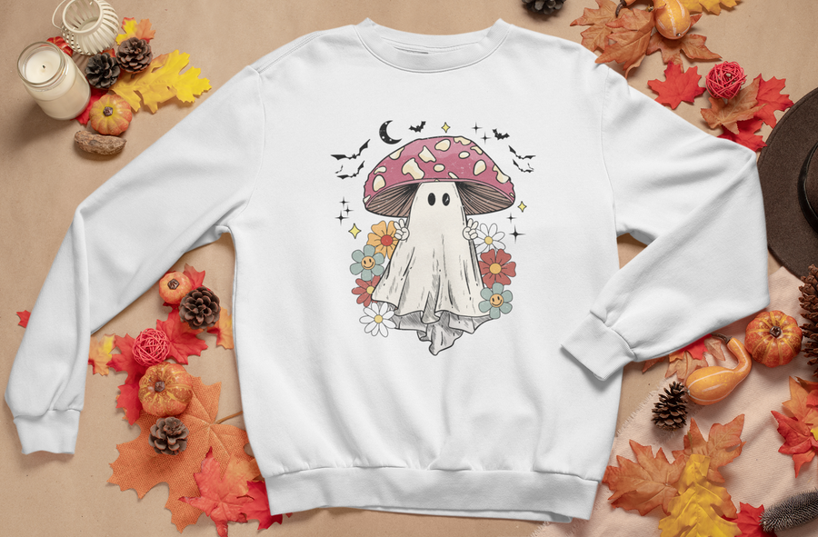 Mushroom Ghost | Crewneck Sweatshirt (Toddler 2T to Adult 5X)