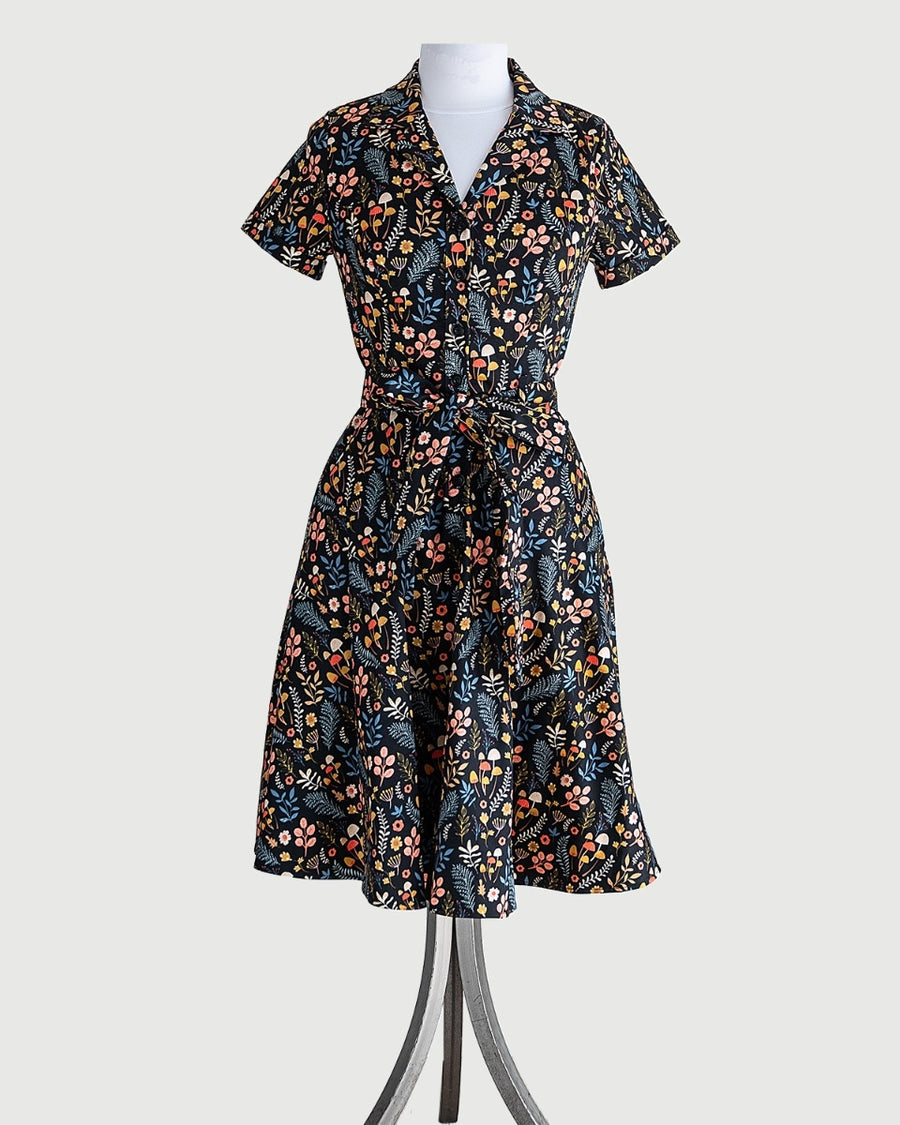 Vintage Vibes Shirt Dress | Ditsy Mushroom
