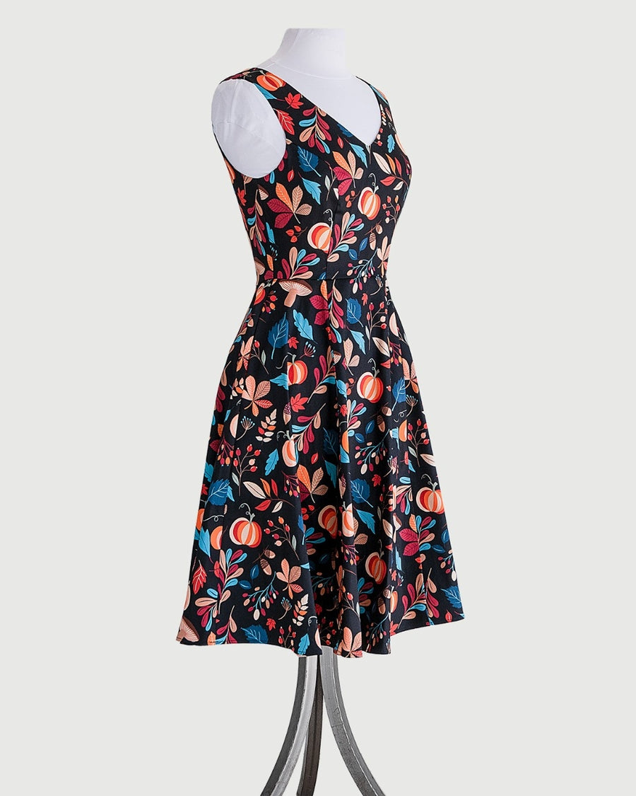Vintage Vibes V Neck Sleeveless Dress | Pumpkin *FINAL SALE*