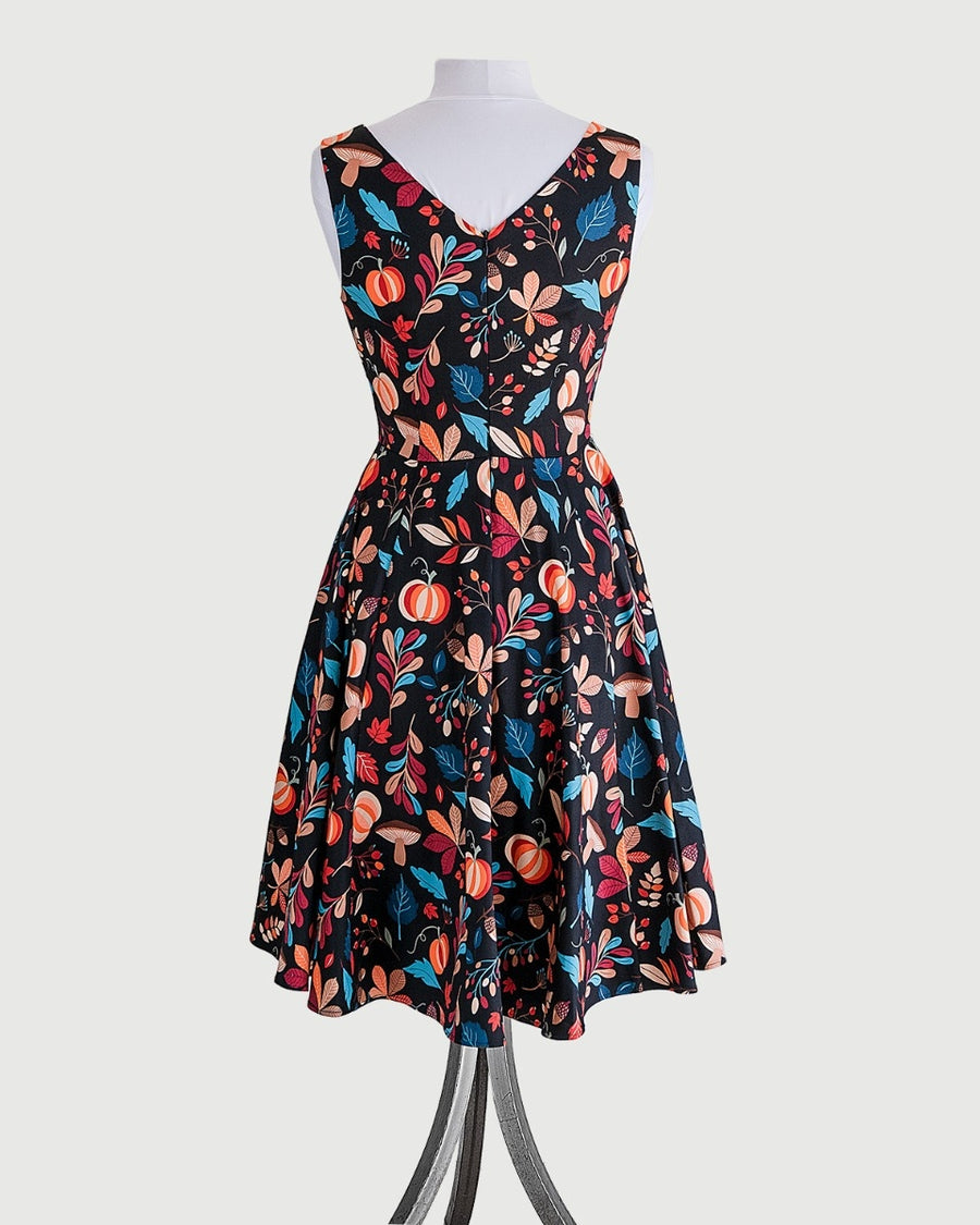 Vintage Vibes V Neck Sleeveless Dress | Pumpkin