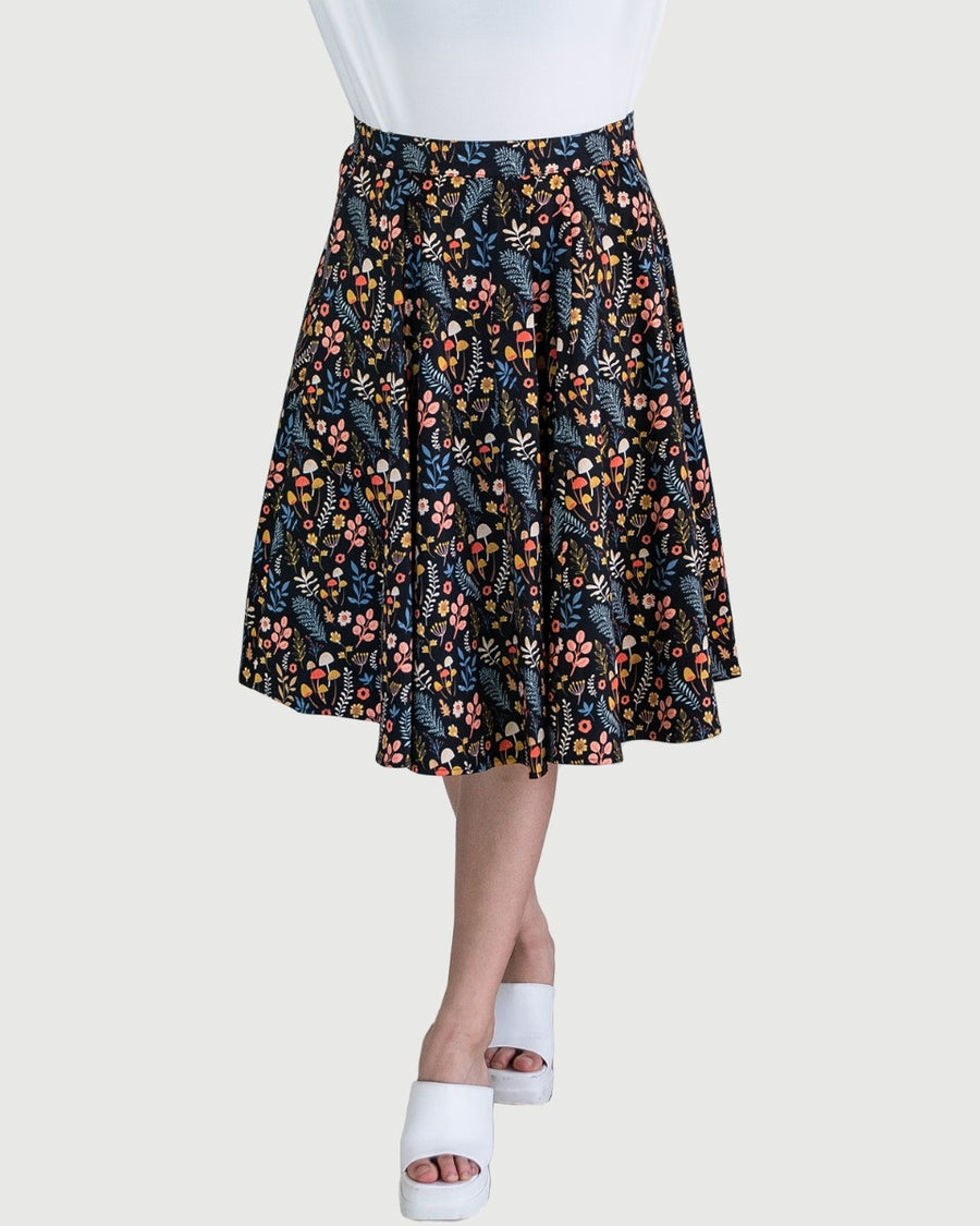Vintage Vibes Fit and Flare Skirt | Ditsy Mushroom