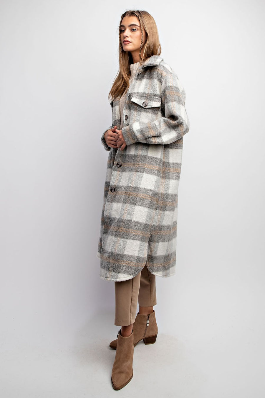 Adanac Shores | Oversized Plaid Jacket | Grey