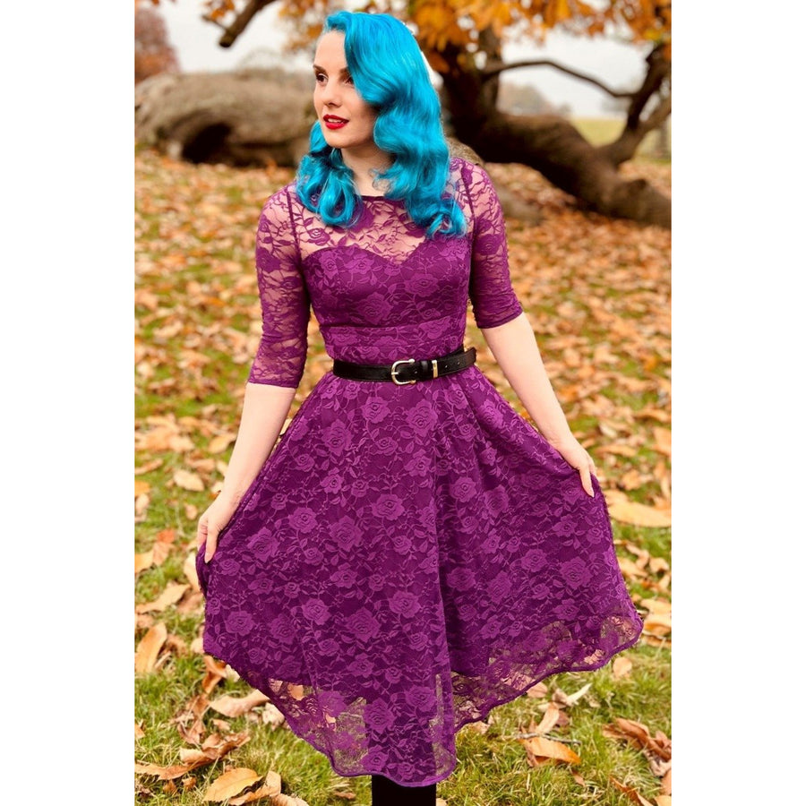 Madeline | 3/4 Sleeve Lace Dress | Purple *FINAL SALE*