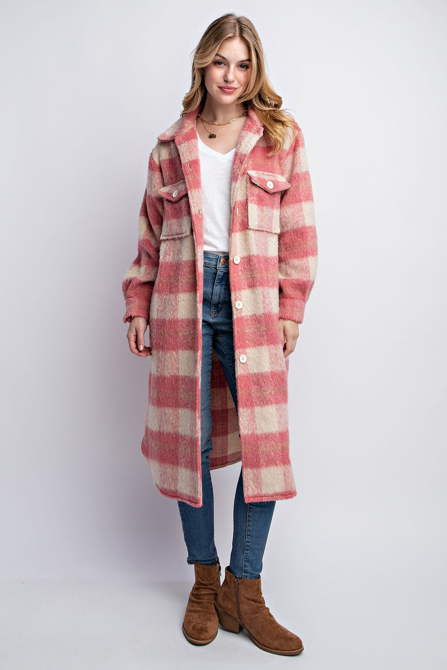 Adanac Shores | Oversized Plaid Jacket | Pink