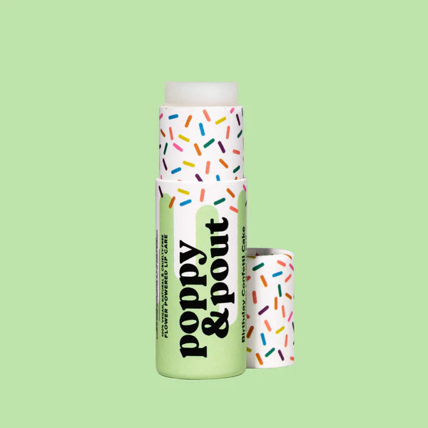 Poppy & Pout Lip Balm | Birthday Confetti Cake | Green