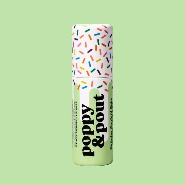 Poppy & Pout Lip Balm | Birthday Confetti Cake | Green