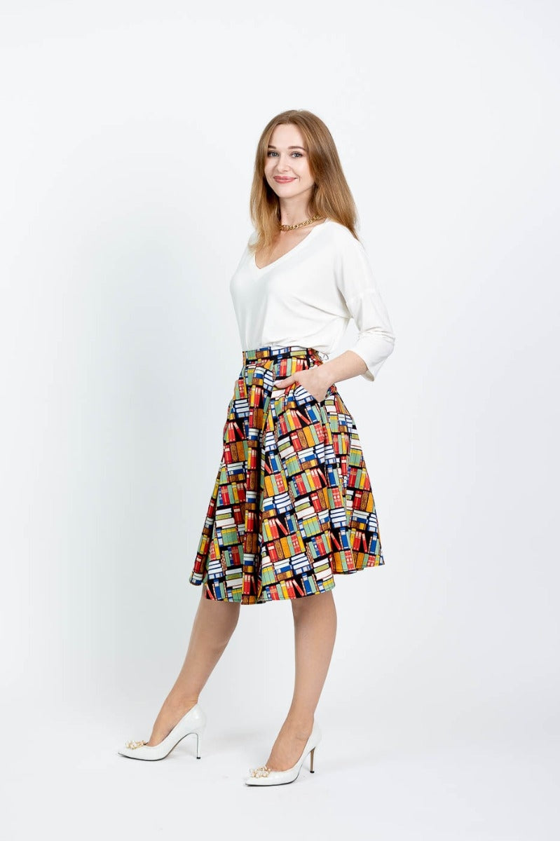 Vintage Vibes Fit and Flare Skirt | Book Nook *FINAL SALE*