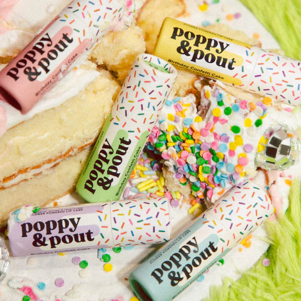 Poppy & Pout Lip Balm | Birthday Confetti Cake | Green