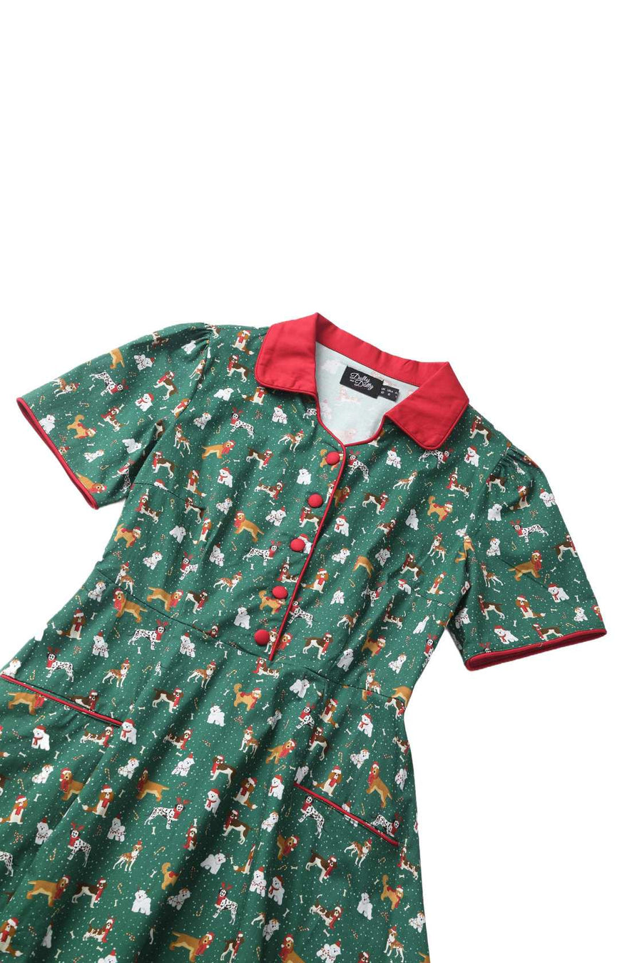 Mabel | Christmas Shirt Dress | Green Dog Print