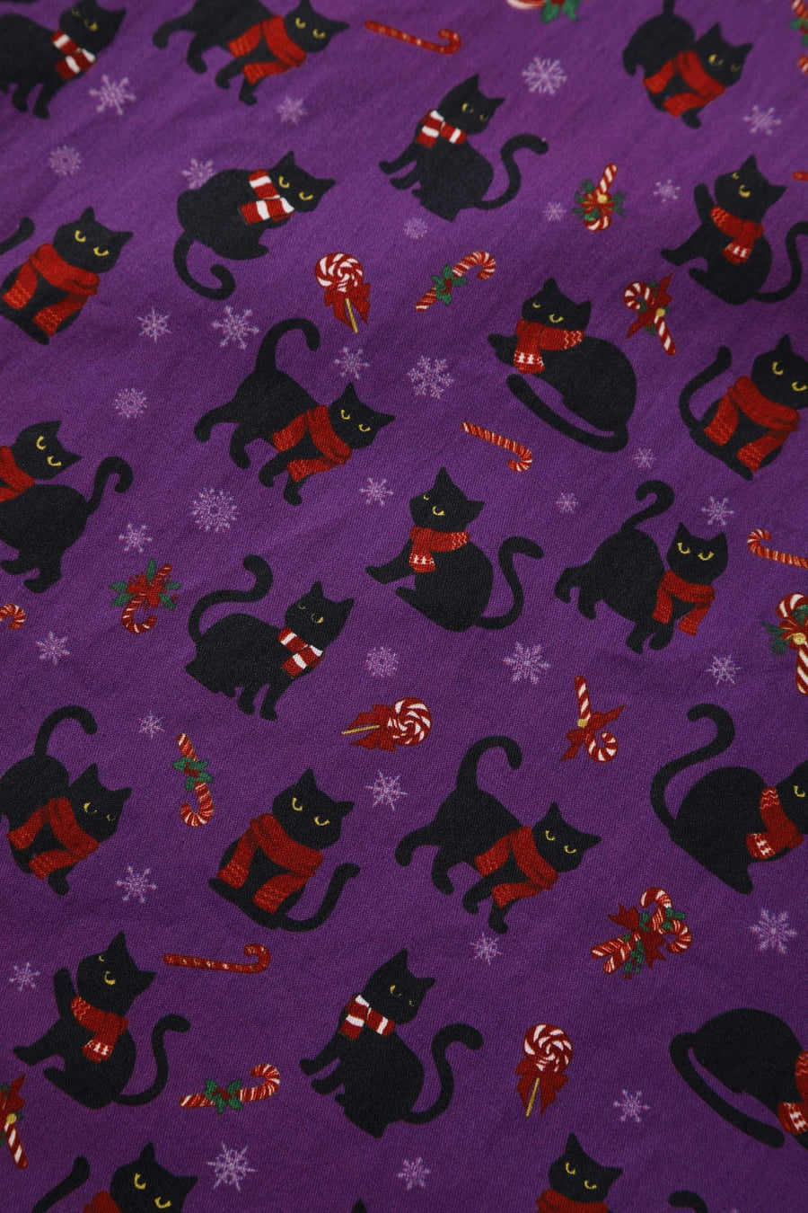 Mabel | Festive Shirt Dress | Purple Cat Print