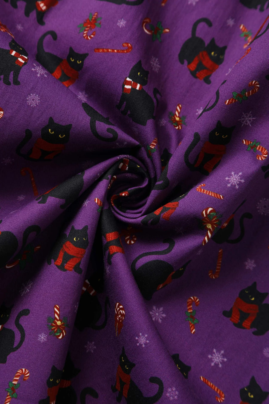 Mabel | Festive Shirt Dress | Purple Cat Print