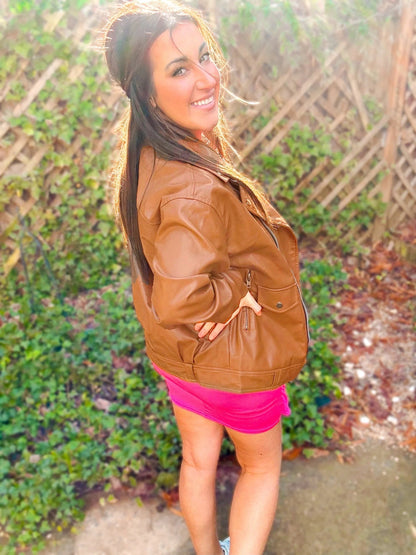 Ollie | Oversized Vegan Leather Biker Jacket