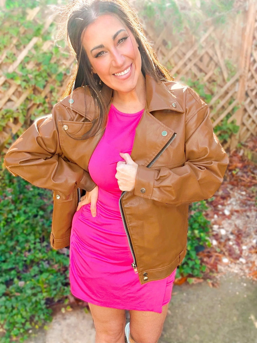 Ollie | Oversized Vegan Leather Biker Jacket
