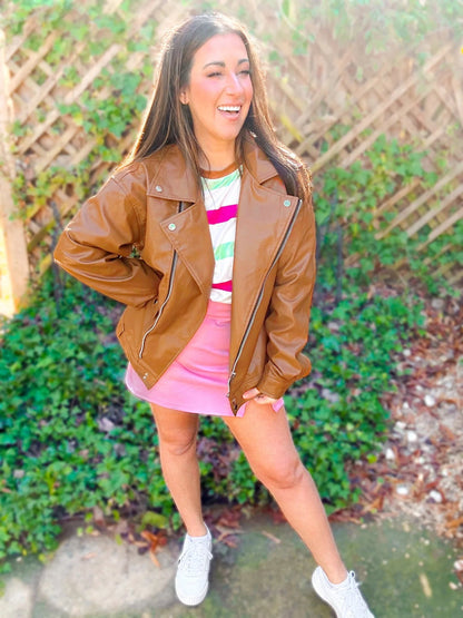 Ollie | Oversized Vegan Leather Biker Jacket