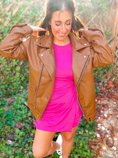 Ollie | Oversized Vegan Leather Biker Jacket