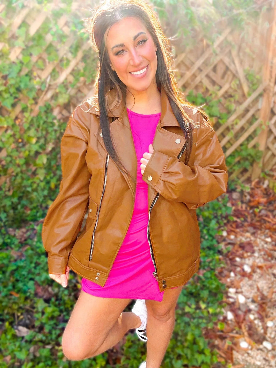 Ollie | Oversized Vegan Leather Biker Jacket