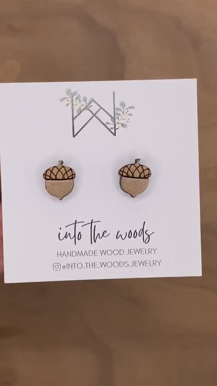 Wooden Acorn Earrings