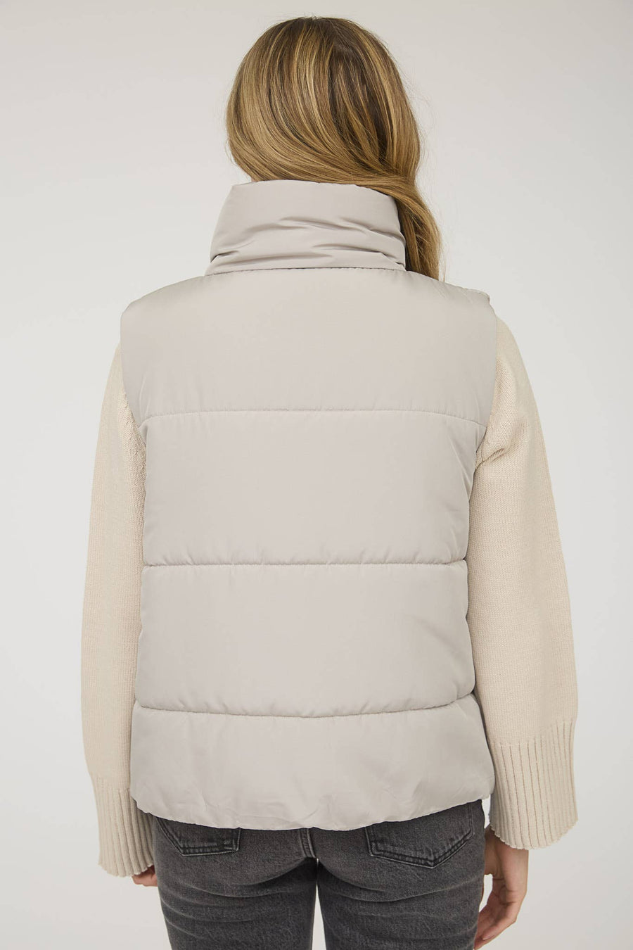 Harbour Mist | Zip Up Puffer Vest | Cement