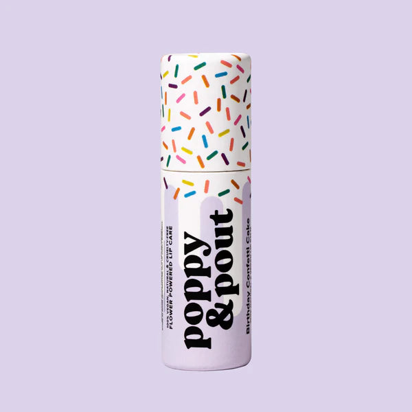 Poppy & Pout Lip Balm | Birthday Confetti Cake | Purple