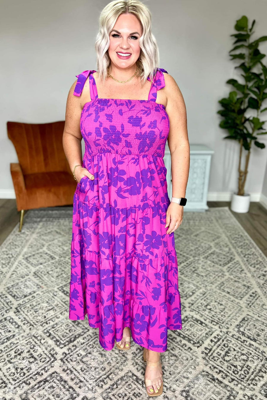 Serina Dress | Fuchsia and Purple