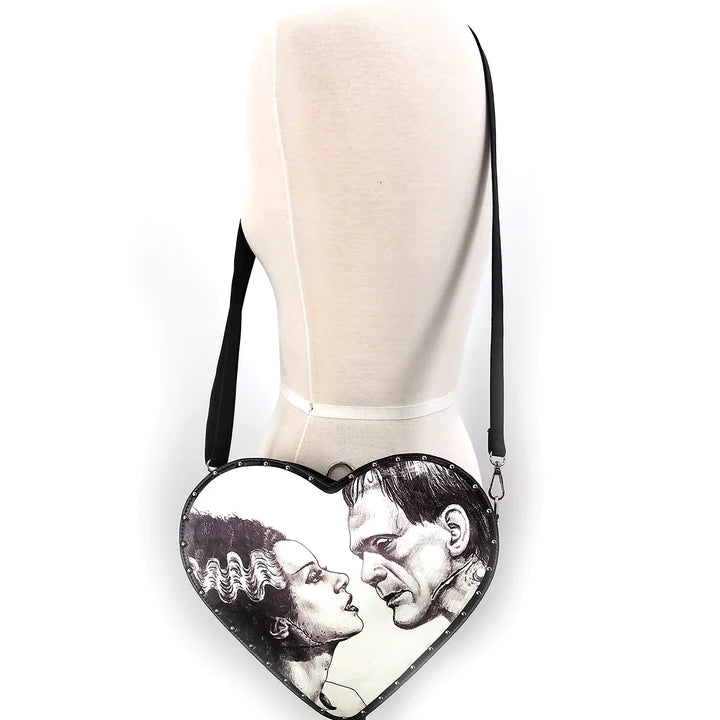 Glow in the Dark Heart Shape Frankenstein with Bride Backpack in Vinyl Material