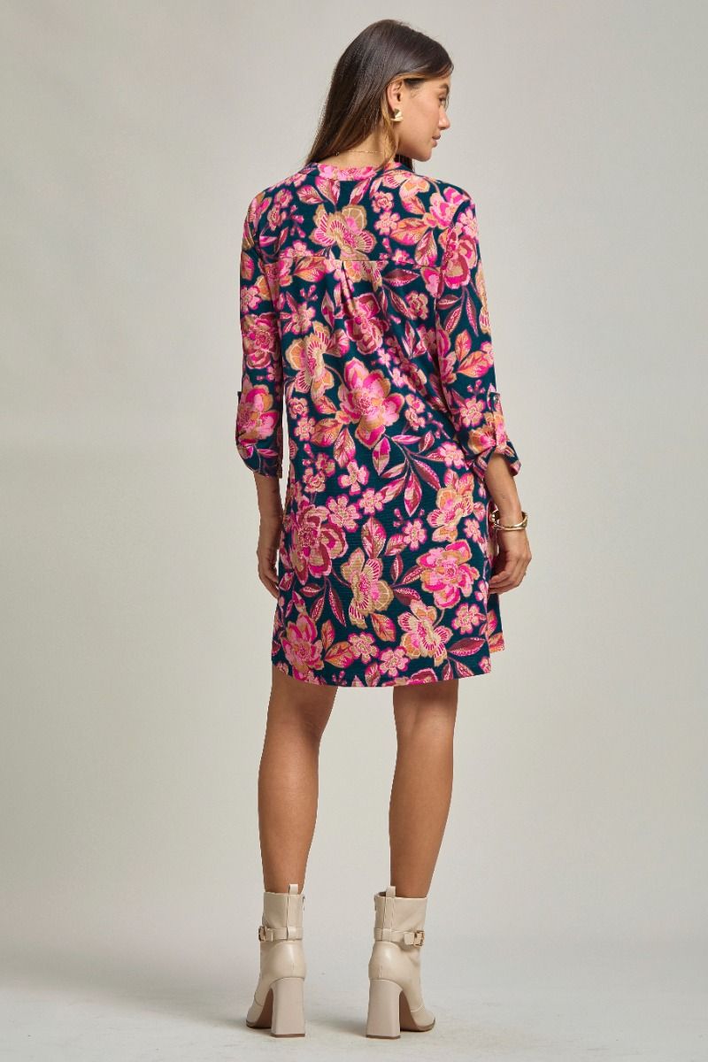 Scarlett | Wrinkle Free 3/4 Sleeve A Line Silhouette Dress | Teal