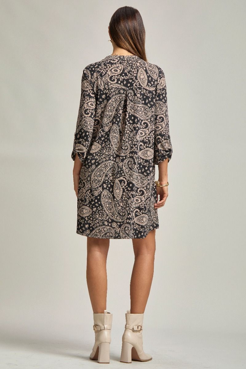 Scarlett | Wrinkle Free 3/4 Sleeve A Line Silhouette Dress | Black