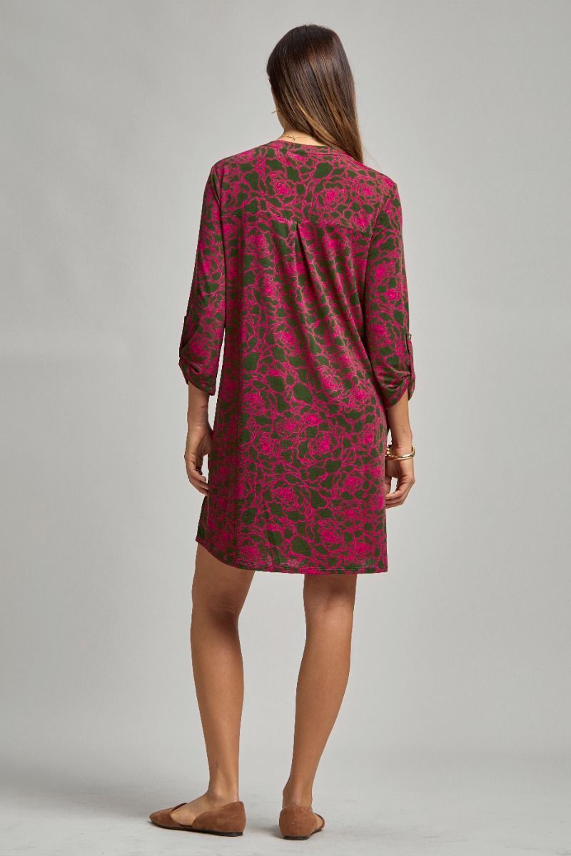 Scarlett | Wrinkle Free 3/4 Sleeve A Line Silhouette Dress | Olive