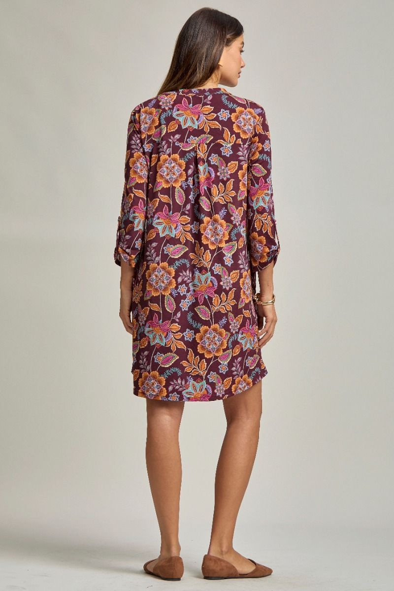 Scarlett | Wrinkle Free 3/4 Sleeve A Line Silhouette Dress | Chocolate